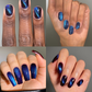 Deep blue magnetic cat-eye nail polish in shimmering gradient finish, Lacquer Set