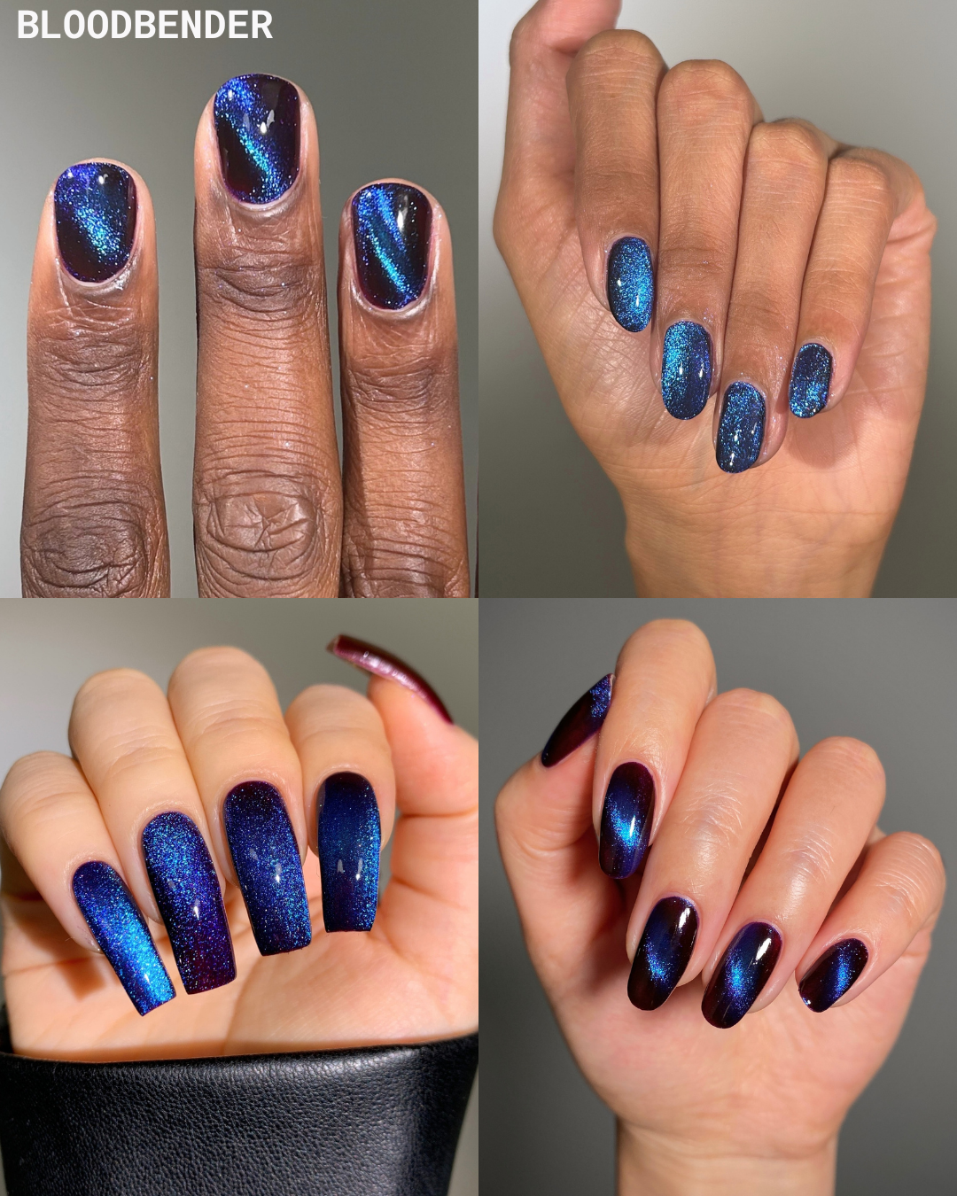 Deep blue magnetic cat-eye nail polish in shimmering gradient finish, Lacquer Set
