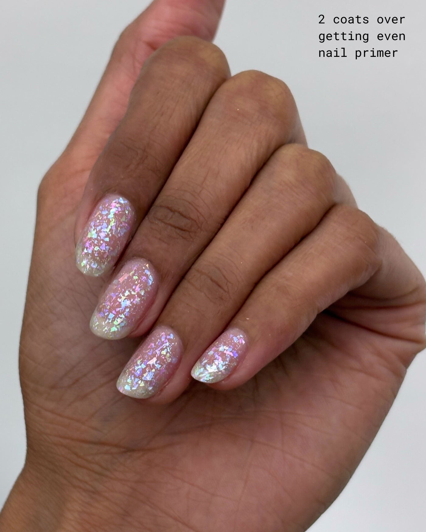 Sugar and Spice Topper: hand with iridescent pink white glitter nails