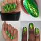 Vibrant green glitter nail polish with gold flakes in Lacquer Set