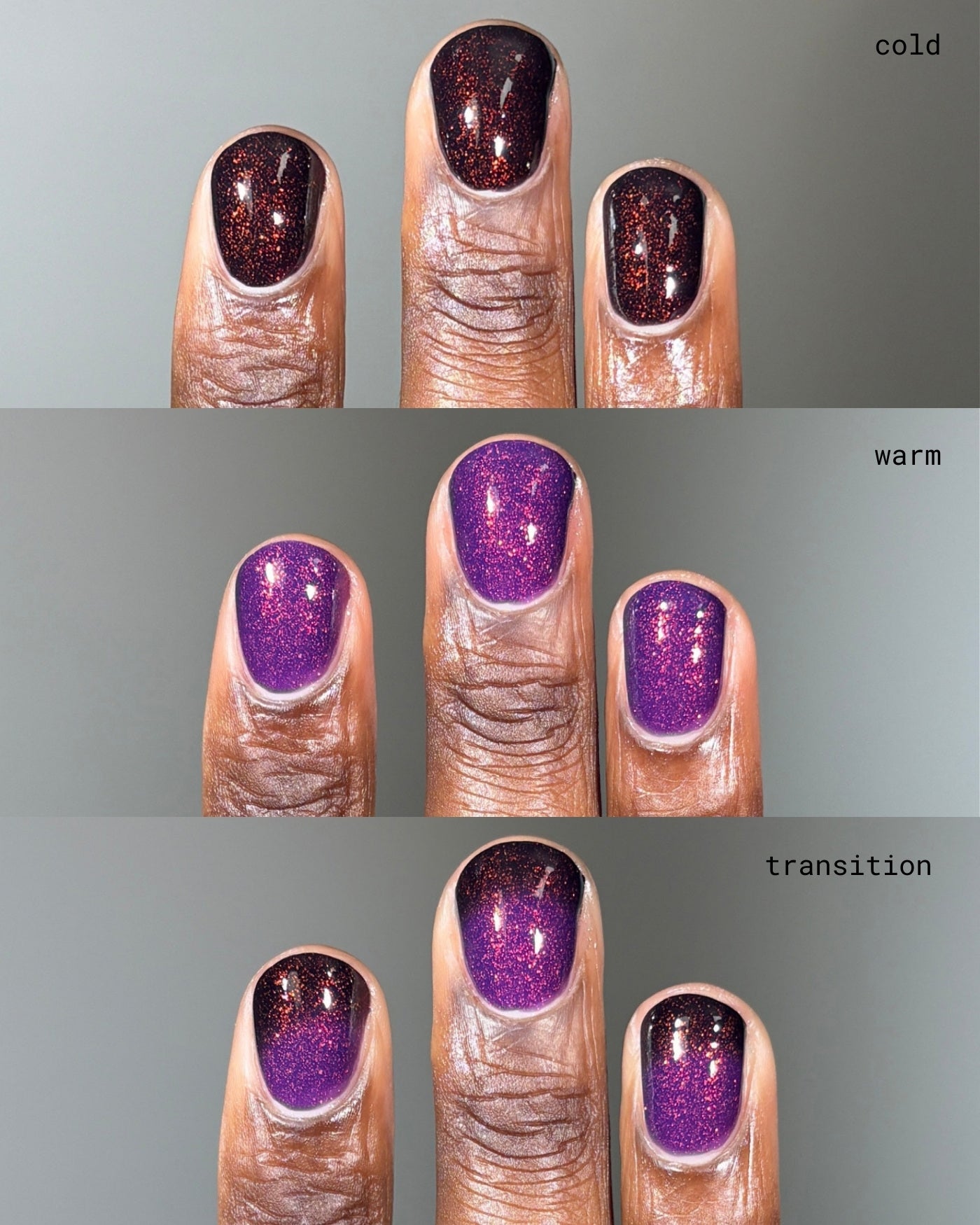 The Firebird purple glitter nail polish gradient burgundy to purple