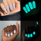 Luminous teal glow-in-the-dark Lacquer Set on coffin nails