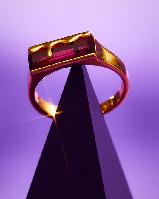 Marie June Dripping Ring - Garnet Red