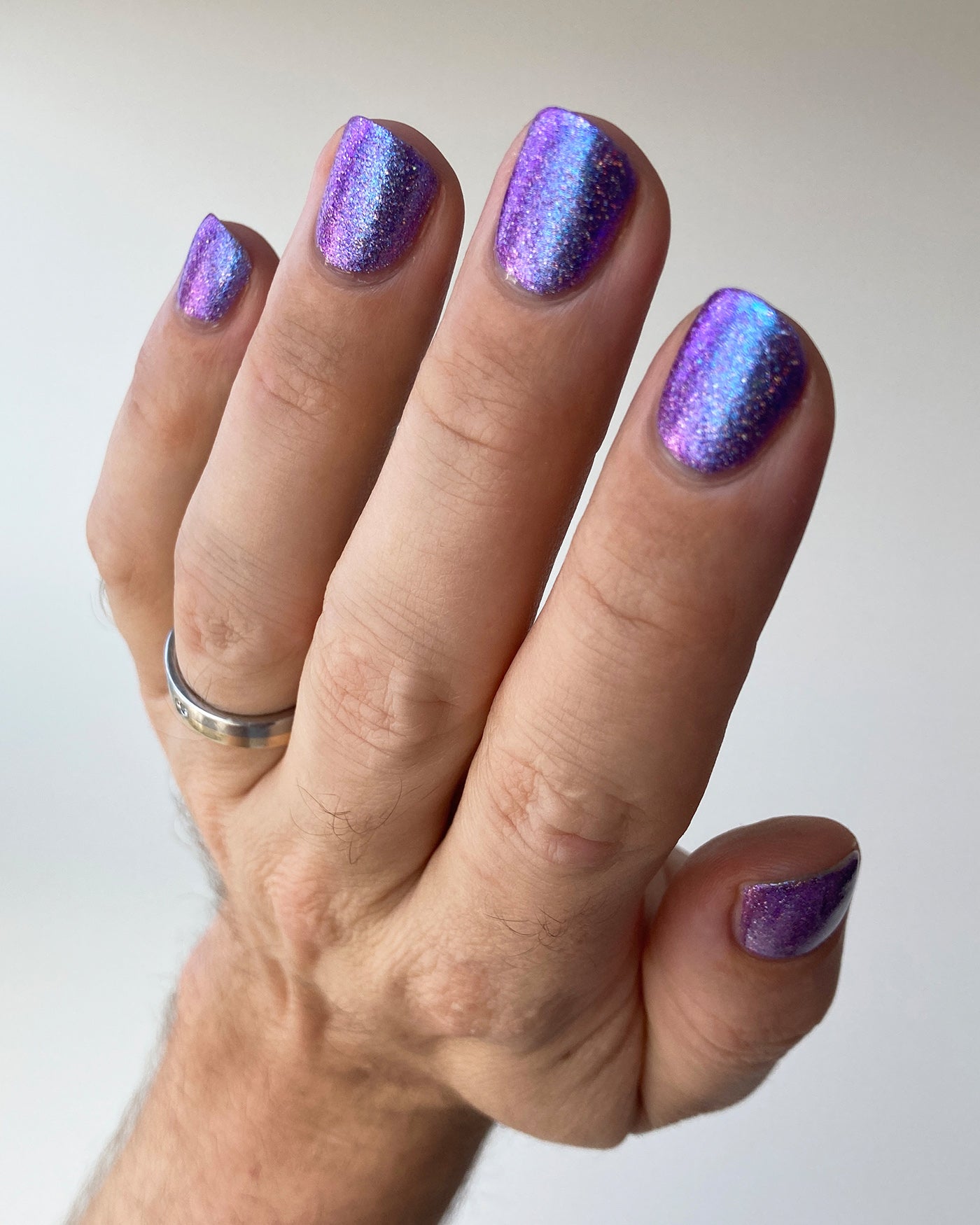 Prince  Long Coffin Purple Rhinestone Glitter Bling Nails